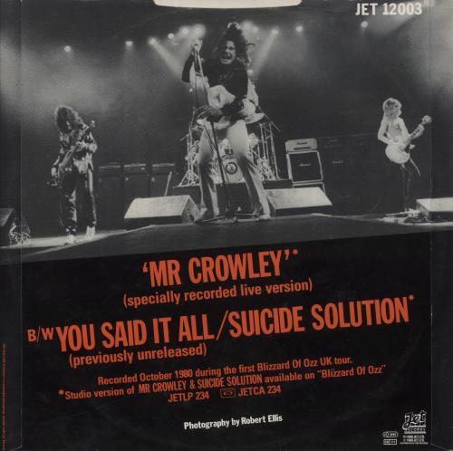 Ozzy Osbourne Mr Crowley - VG 12" vinyl single (12 inch record / Maxi-single) UK OZZ12MR838255
