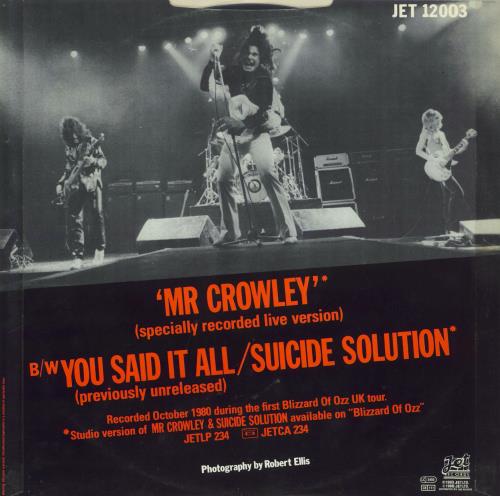 Ozzy Osbourne Mr Crowley 12" vinyl single (12 inch record / Maxi-single) UK OZZ12MR00971