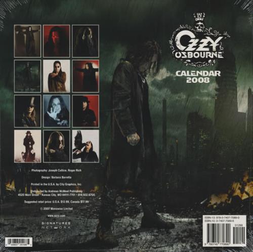 Ozzy Osbourne Official Calendar 2008 calendar UK OZZCAOF401480