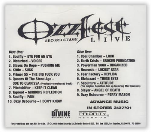 Ozzy Osbourne Ozzfest Live CD-R acetate US OZZCROZ181267