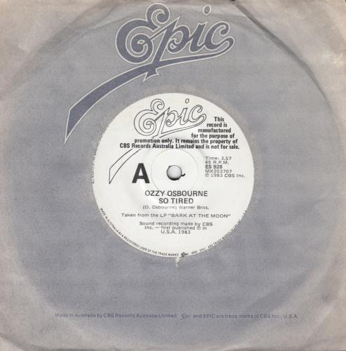 Ozzy Osbourne So Tired 7" vinyl single (7 inch record / 45) Australian OZZ07SO659318