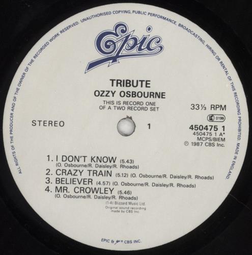 Ozzy Osbourne Tribute 2-LP vinyl record set (Double LP Album) UK OZZ2LTR815732