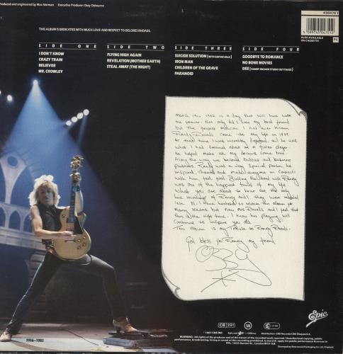 Ozzy Osbourne Tribute 2-LP vinyl record set (Double LP Album) UK OZZ2LTR815732