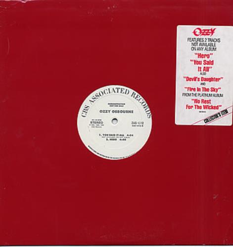 Ozzy Osbourne You Said It All 12" vinyl single (12 inch record / Maxi-single) US OZZ12YO91814
