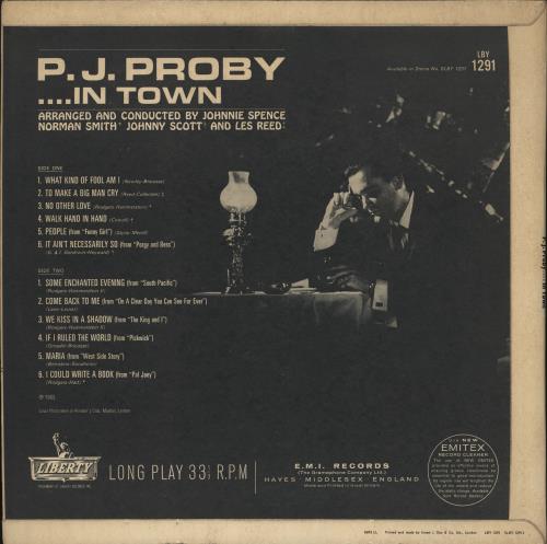 P. J. Proby .....In Town vinyl LP album (LP record) UK PJPLPIN725268