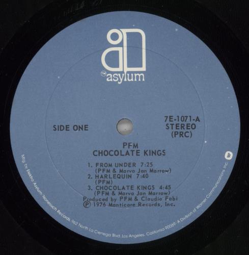 P.F.M. Chocolate Kings vinyl LP album (LP record) US PFMLPCH874380