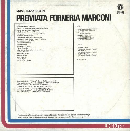 P.F.M. Prime Impressioni vinyl LP album (LP record) Italian PFMLPPR727172