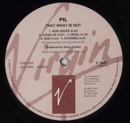 P.I.L. That What Is Not - EX vinyl LP album (LP record) UK PILLPTH869835