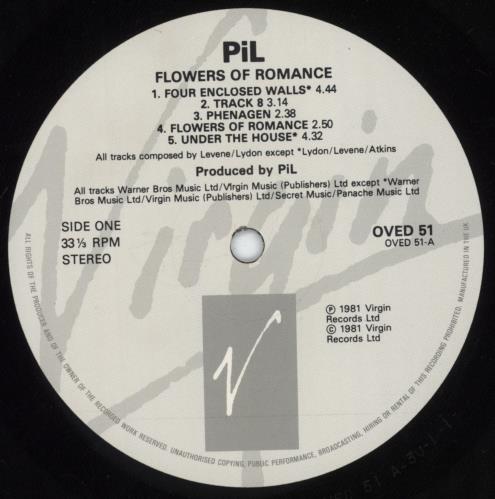 P.I.L. The Flowers Of Romance - Grey/White Labels vinyl LP album (LP record) UK PILLPTH811924