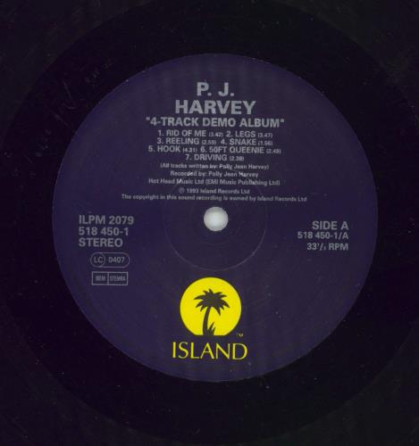 P.J. Harvey 4-Track Demos - VG vinyl LP album (LP record) UK PJHLPTR820903