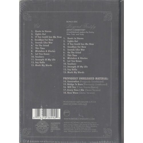 P.O.D. Testify 2 CD album set (Double CD) US P.O2CTE473859
