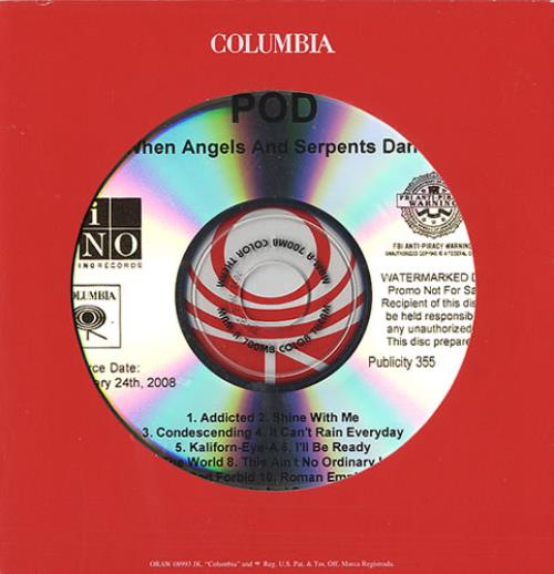 P.O.D. When Angels And Serpents Dance CD-R acetate US P.OCRWH436786