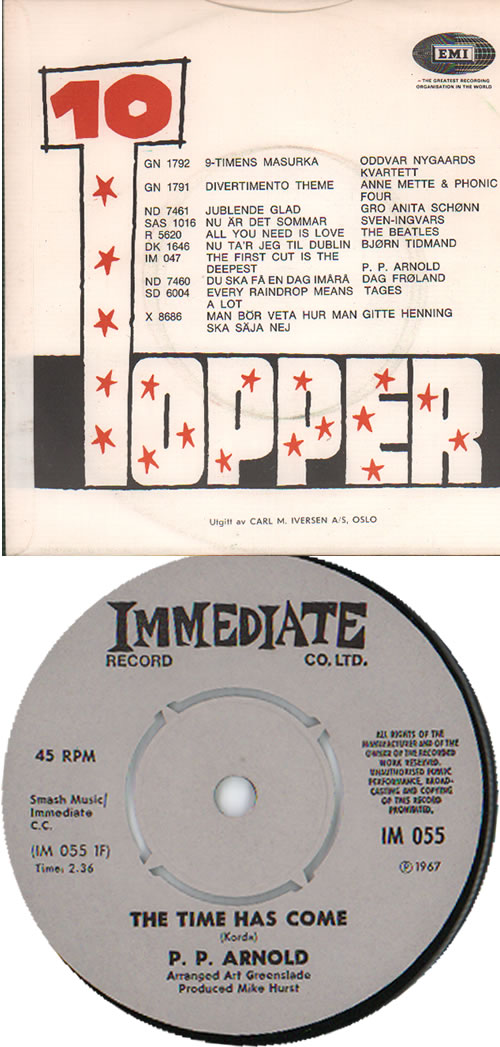 P.P. Arnold The Time Has Come 7" vinyl single (7 inch record / 45) Norwegian PPA07TH635825