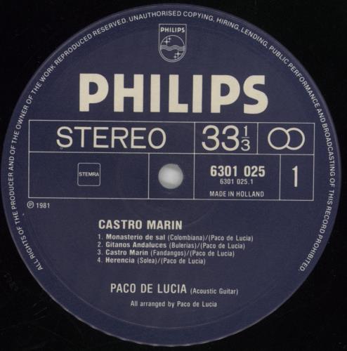 Paco De Lucia Castro Marin vinyl LP album (LP record) Dutch LU4LPCA498910