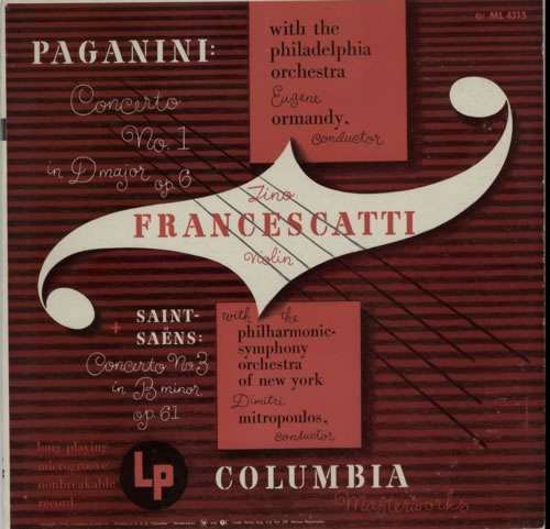 Paganini Concerto No.1 In D Major vinyl LP album (LP record) US PZGLPCO598570