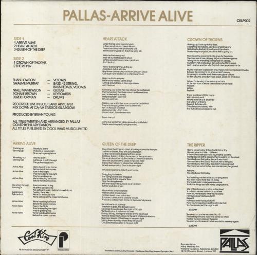 Pallas Arrive Alive-VG vinyl LP album (LP record) UK PLSLPAR794626