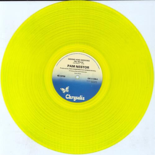 Pam Nestor Hiding And Seeking (No More) - Yellow Vinyl 12" vinyl single (12 inch record / Maxi-single) UK P7M12HI793917