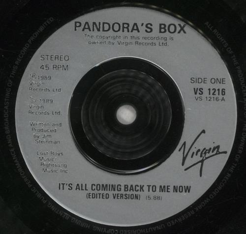 Pandora's Box It's All Coming Back To Me Now 7" vinyl single (7 inch record / 45) UK PBX07IT444143