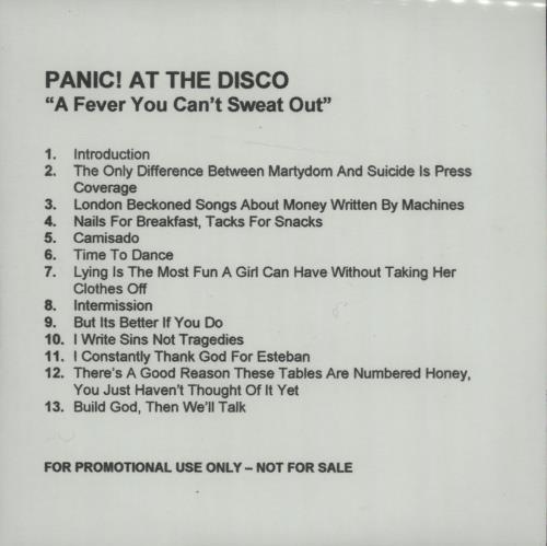 Panic At The Disco A Fever You Can't Sweat Out CD-R acetate UK PDOCRAF663842