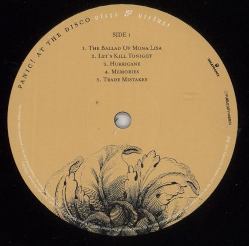 Panic At The Disco Vices & Virtues vinyl LP album (LP record) US PDOLPVI873608