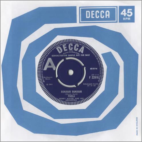 Paola Bonjour Bonjour 7" vinyl single (7 inch record / 45) UK PQA07BO472622