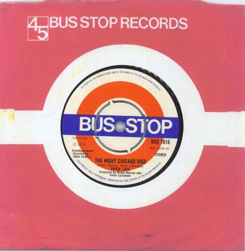 Paper Lace The Night Chicago Died UK 7" vinyl single (7 inch record