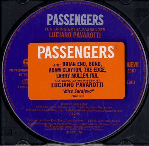 Passengers Miss Sarajevo CD single (CD5 / 5") US PSSC5MI60328