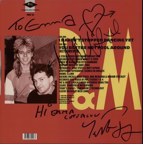 Pat & Mick I Haven't Stopped Dancing Yet - Autographed 12" vinyl single (12 inch record / Maxi-single) UK P&M12IH580698