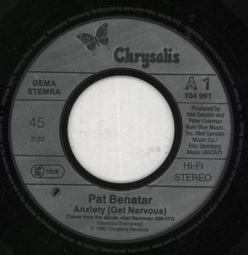Pat Benatar Anxiety [Get Nervous] 7" vinyl single (7 inch record / 45) German BEN07AN850836