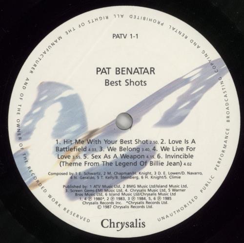 Pat Benatar Best Shots - EX vinyl LP album (LP record) UK BENLPBE757505