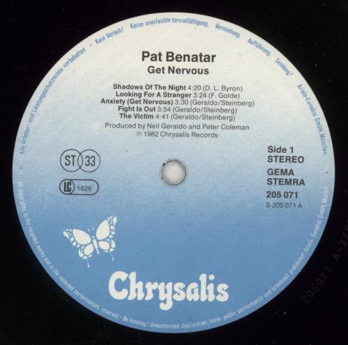 Pat Benatar Get Nervous vinyl LP album (LP record) German BENLPGE798702