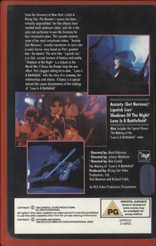 Pat Benatar Hit Videos video (VHS or PAL or NTSC) UK BENVIHI861359