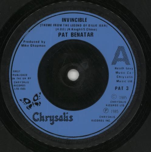 Pat Benatar Invincible 7" vinyl single (7 inch record / 45) UK BEN07IN666522