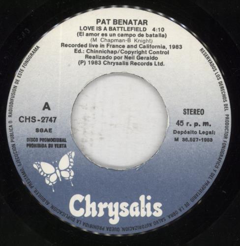 Pat Benatar Love Is A Battlefield 7" vinyl single (7 inch record / 45) Spanish BEN07LO850820