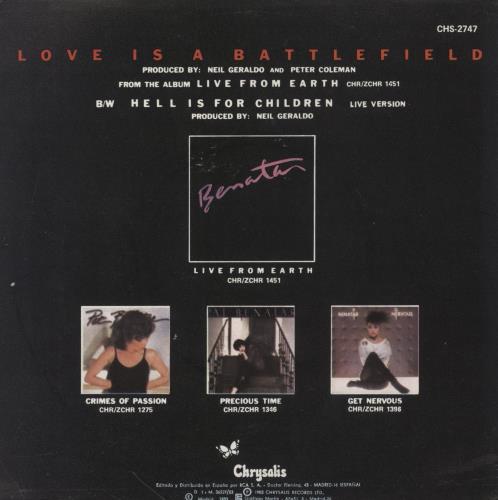 Pat Benatar Love Is A Battlefield 7" vinyl single (7 inch record / 45) Spanish BEN07LO850820