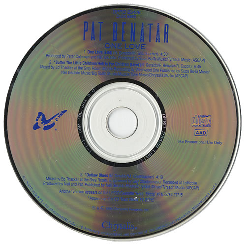 Pat Benatar One Love CD single (CD5 / 5") US BENC5ON01109