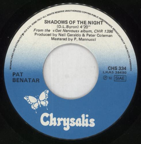 Pat Benatar Shadows Of The Night 7" vinyl single (7 inch record / 45) Italian BEN07SH850931