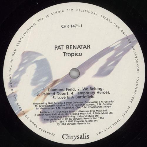 Pat Benatar Tropico - 2nd vinyl LP album (LP record) UK BENLPTR266119