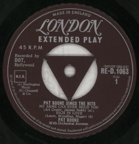 Pat Boone Sings The Hits EP 7" vinyl single (7 inch record / 45) UK PAO07SI367254