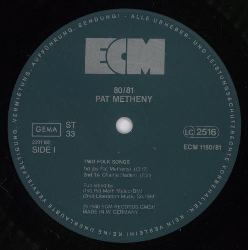 Pat Metheny 80/81- VG 2-LP vinyl record set (Double LP Album) German PME2LVG891622