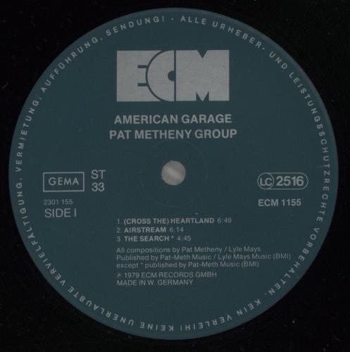 Pat Metheny American Garage vinyl LP album (LP record) German PMELPAM494882