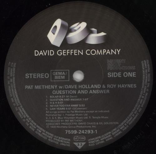 Pat Metheny Question And Answer vinyl LP album (LP record) German PMELPQU859336