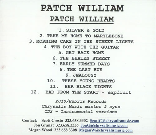 Patch William Patch William CD-R acetate US PQYCRPA508734