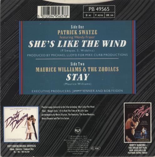 Patrick Swayze She's Like The Wind 7" vinyl single (7 inch record / 45) UK SWA07SH591660