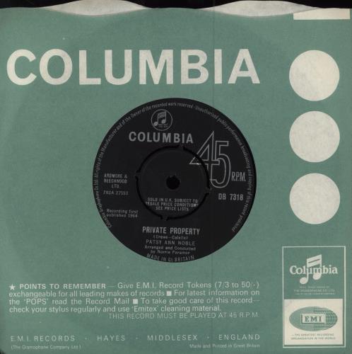 Patsy Ann Noble Private Property 7" vinyl single (7 inch record / 45) UK PN307PR780079