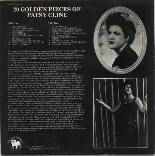 Patsy Cline 20 Golden Pieces Of vinyl LP album (LP record) UK P-CLPGO723033