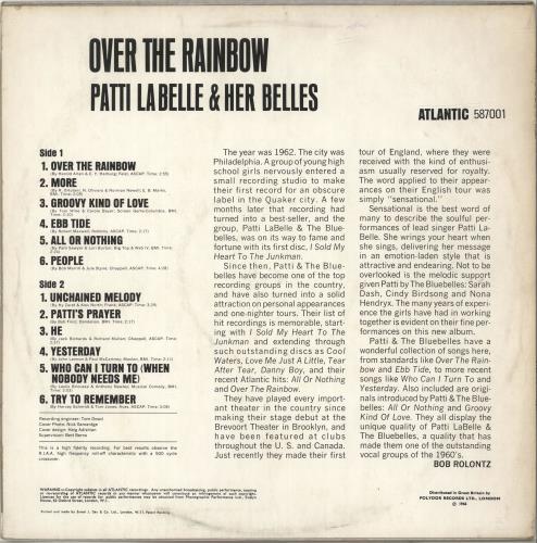 Patti LaBelle Over The Rainbow vinyl LP album (LP record) UK LABLPOV697702