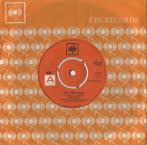 Patti Page Just A Simple Melody 7" vinyl single (7 inch record / 45) UK PP-07JU471113