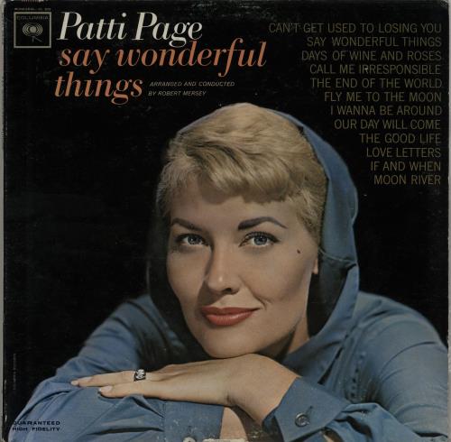 Patti Page Say Wonderful Things vinyl LP album (LP record) US PP-LPSA643501