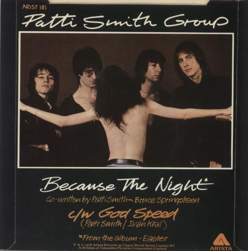 Patti Smith Because The Night - P/S 7" vinyl single (7 inch record / 45) UK PTI07BE59802